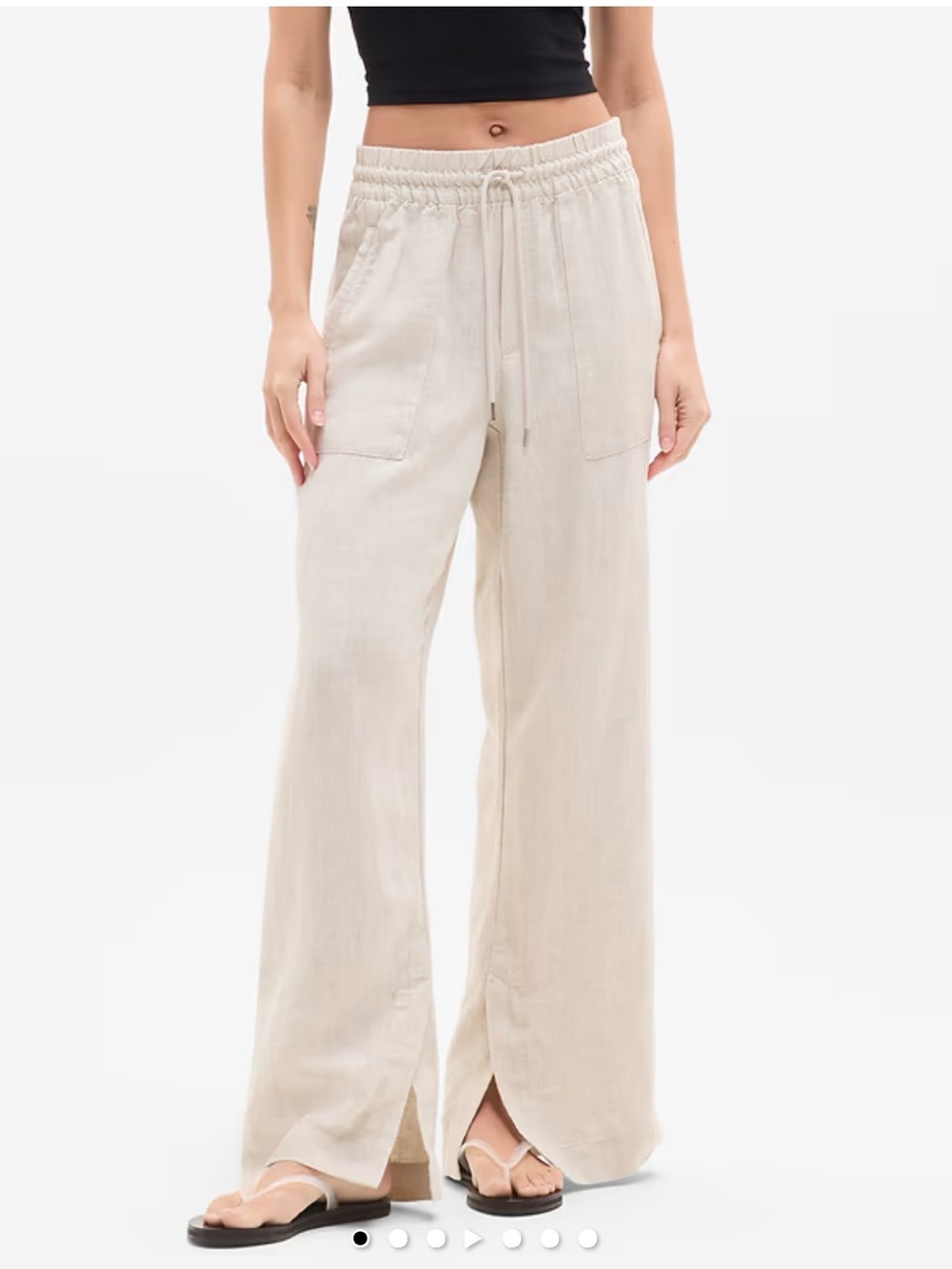 Athleta Retreat Linen High Rise Wide Leg Pant Medium